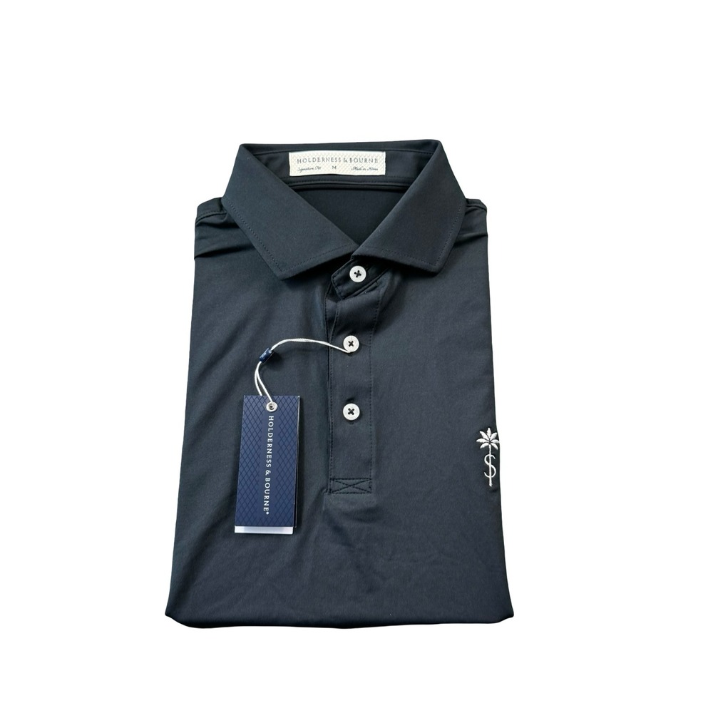 Holderness & Bourne Black Anderson Polo Golf Shirt Size M NWT